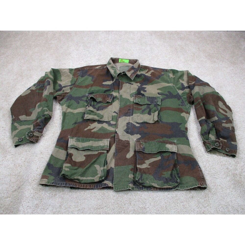 VINTAGE US Army BDU Jacket Mens L Regular Woodland Camo Coat Combat Hot Weather